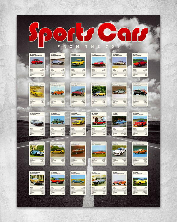 Bilkort plakat med 70’er klassikere